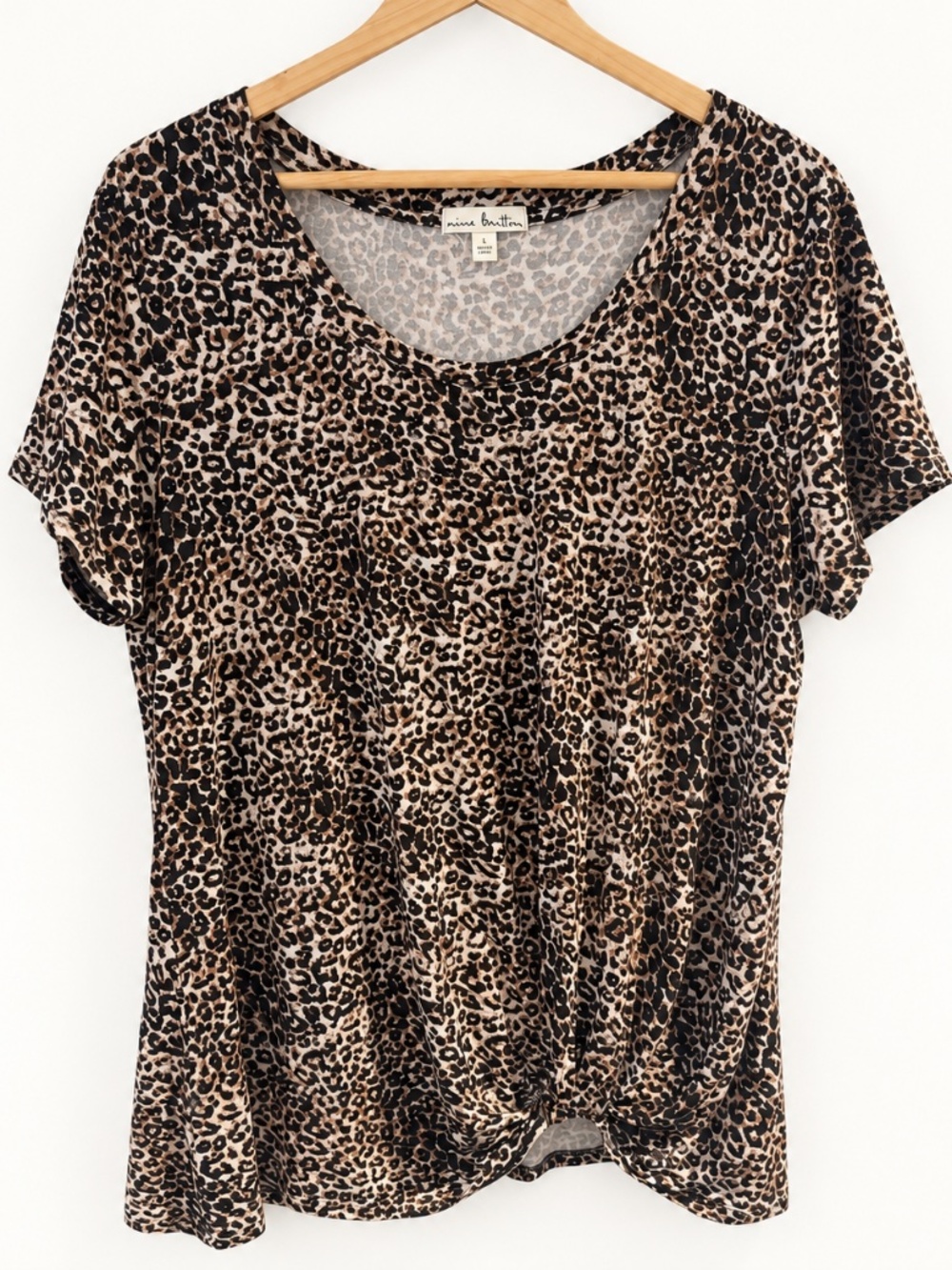 Nine Britton Leopard Print Twist-Front Top Large